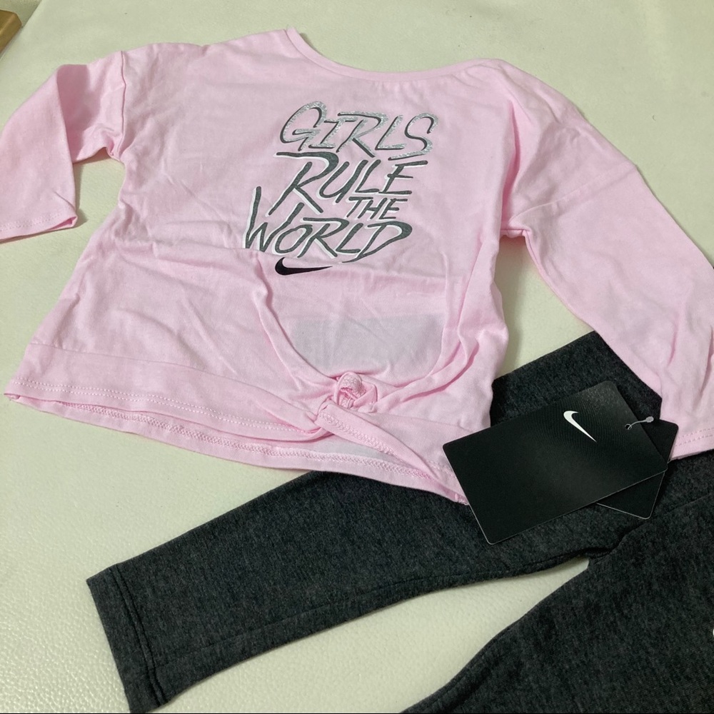 Nike baby girl cute pink run the world leggings set 4029 - Picture 5 of 8